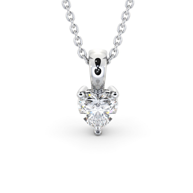 Heart Solitaire Four Claw Stud Diamond Pendant 18K White Gold - Murillo PNT160_WG_UP