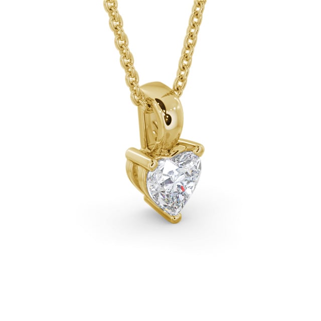 Heart Solitaire Four Claw Stud Diamond Pendant 9K Yellow Gold - Murillo PNT160_YG_FLAT