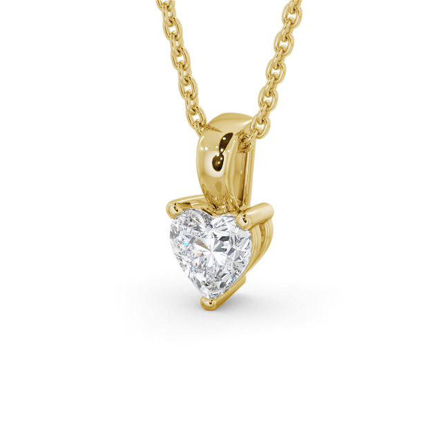 Heart Solitaire Four Claw Stud Diamond Pendant 9K Yellow Gold - Murillo PNT160_YG_SIDE