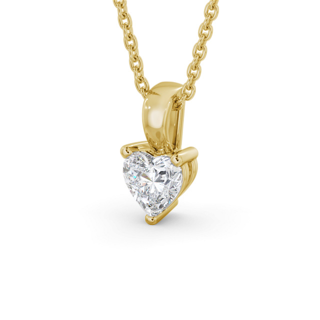 Heart Solitaire Four Claw Stud Diamond Pendant 18K Yellow Gold - Murillo PNT160_YG_SIDE