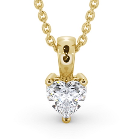  Heart Solitaire Four Claw Stud Diamond Pendant 18K Yellow Gold - Murillo PNT160_YG_THUMB2 
