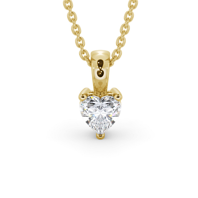 Heart Solitaire Four Claw Stud Diamond Pendant 9K Yellow Gold - Murillo PNT160_YG_UP