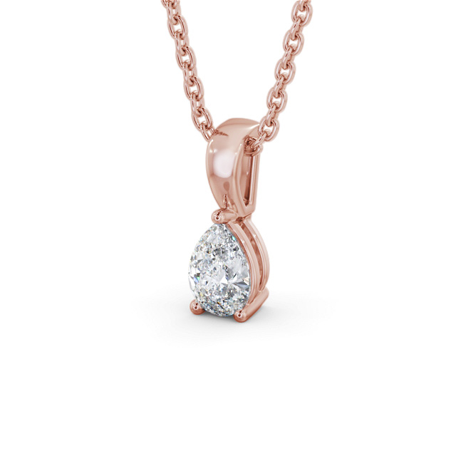 Pear Solitaire Four Claw Stud Diamond Pendant 9K Rose Gold - Avington PNT161_RG_SIDE