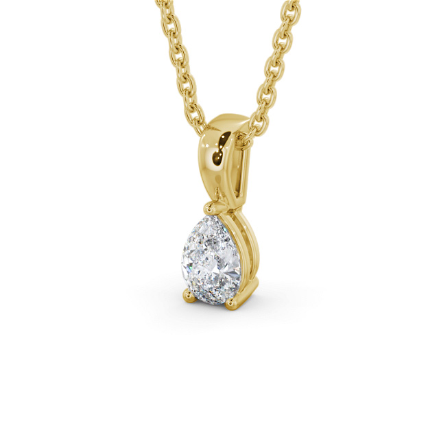 Pear Solitaire Four Claw Stud Diamond Pendant 18K Yellow Gold - Avington PNT161_YG_SIDE