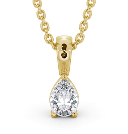  Pear Solitaire Four Claw Stud Diamond Pendant 9K Yellow Gold - Avington PNT161_YG_THUMB2 