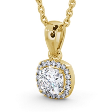 Halo Cushion Diamond Pendant 18K Yellow Gold - Elenis PNT162_YG_THUMB1