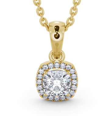  Halo Cushion Diamond Pendant 18K Yellow Gold - Elenis PNT162_YG_THUMB2 