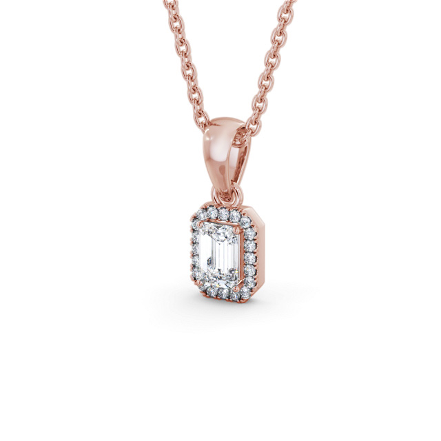 Halo Emerald Diamond Pendant 9K Rose Gold - Portillo PNT163_RG_SIDE