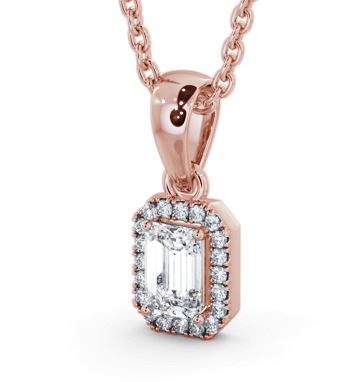 Halo Emerald Diamond Pendant 18K Rose Gold - Portillo PNT163_RG_THUMB1