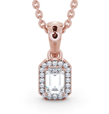  Halo Emerald Diamond Pendant 18K Rose Gold - Portillo PNT163_RG_THUMB2 