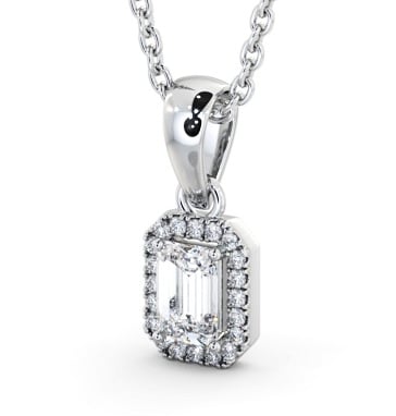 Halo Emerald Diamond Pendant 18K White Gold PNT163_WG_THUMB1