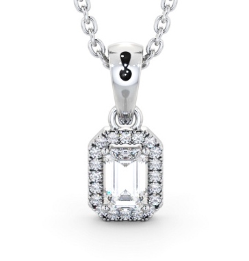  Halo Emerald Diamond Pendant 9K White Gold - Portillo PNT163_WG_THUMB2 
