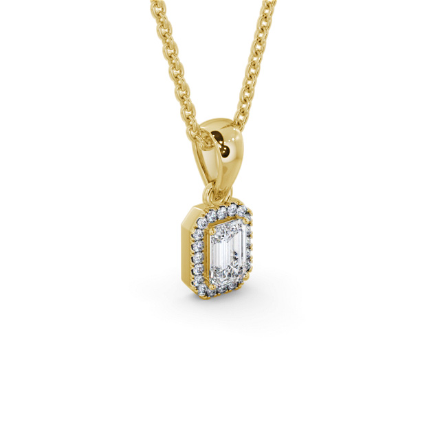 Halo Emerald Diamond Pendant 9K Yellow Gold - Portillo PNT163_YG_FLAT