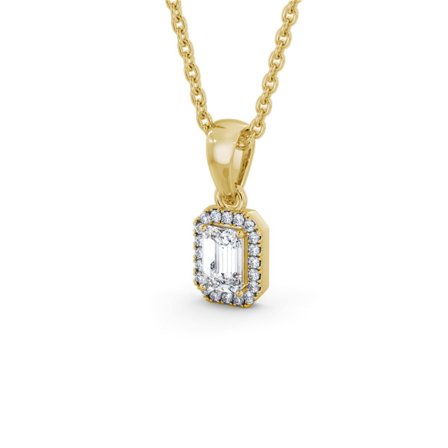 Halo Emerald Diamond Pendant 18K Yellow Gold - Portillo PNT163_YG_SIDE