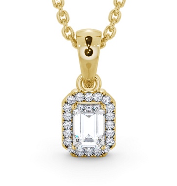  Halo Emerald Diamond Pendant 9K Yellow Gold - Portillo PNT163_YG_THUMB2 