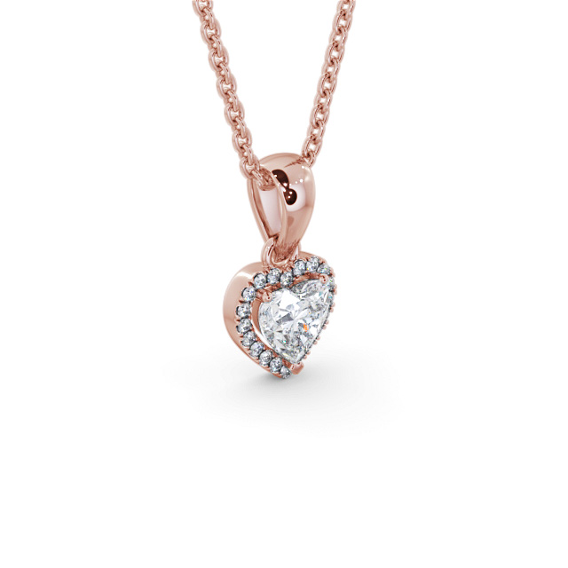 Halo Heart Diamond Pendant 9K Rose Gold - Ninel PNT164_RG_FLAT