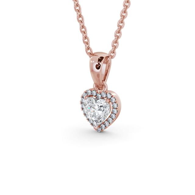 Halo Heart Diamond Pendant 9K Rose Gold - Ninel PNT164_RG_SIDE