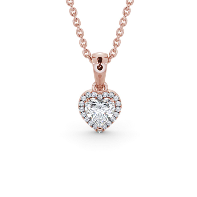 Halo Heart Diamond Pendant 9K Rose Gold - Ninel PNT164_RG_UP