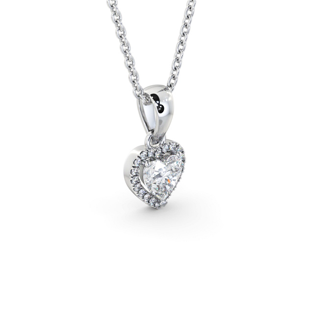 Halo Heart Diamond Pendant 18K White Gold - Ninel PNT164_WG_FLAT