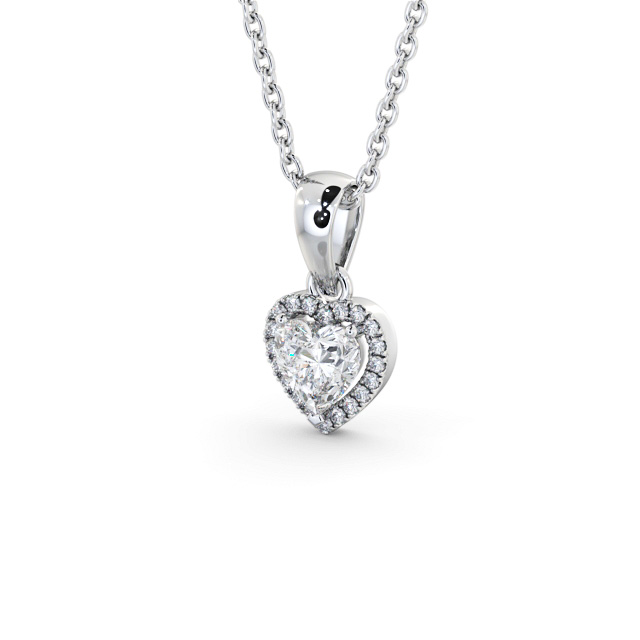 Halo Heart Diamond Pendant 18K White Gold - Ninel PNT164_WG_SIDE
