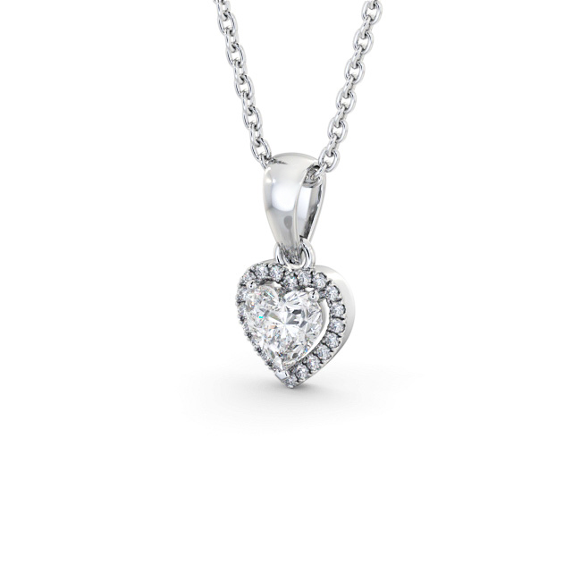 Halo Heart Diamond Pendant 18K White Gold - Ninel PNT164_WG_SIDE