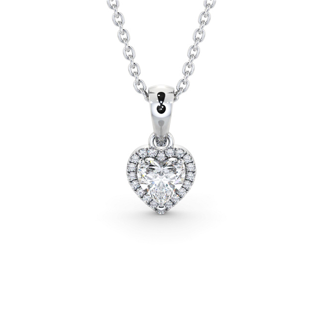 Halo Heart Diamond Pendant 18K White Gold - Ninel PNT164_WG_UP