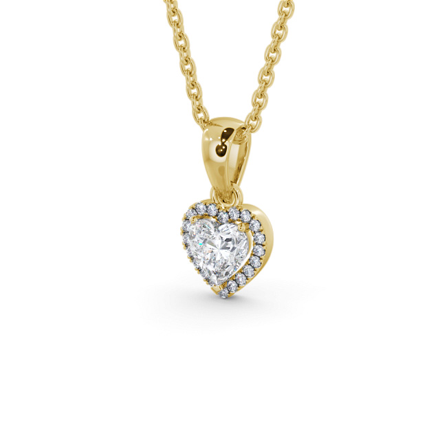 Halo Heart Diamond Pendant 18K Yellow Gold - Ninel PNT164_YG_SIDE