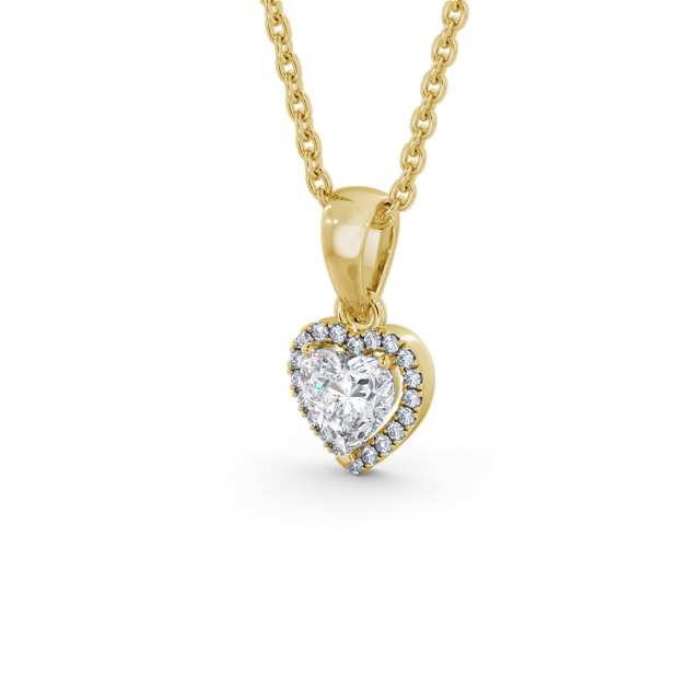 Halo Heart Diamond Pendant 18K Yellow Gold - Ninel PNT164_YG_SIDE