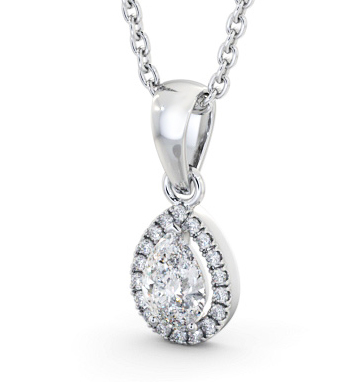 Halo Pear Diamond Pendant 18K White Gold PNT165_WG_THUMB1