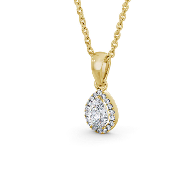 Halo Pear Diamond Pendant 9K Yellow Gold - Barlow PNT165_YG_SIDE