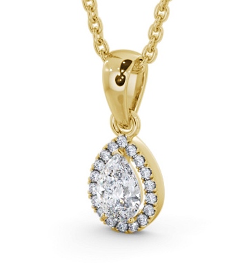 Halo Pear Diamond Pendant 18K Yellow Gold PNT165_YG_THUMB1 