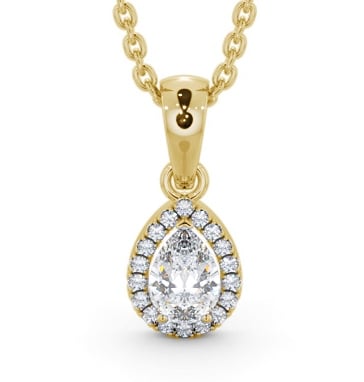 Halo Pear Diamond Pendant 18K Yellow Gold PNT165_YG_THUMB2 