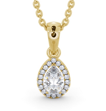 Halo Pear Diamond Pendant 9K Yellow Gold PNT165_YG_THUMB2 