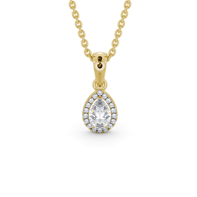Halo Pear Diamond Pendant 18K Yellow Gold - Barlow PNT165_YG_UP