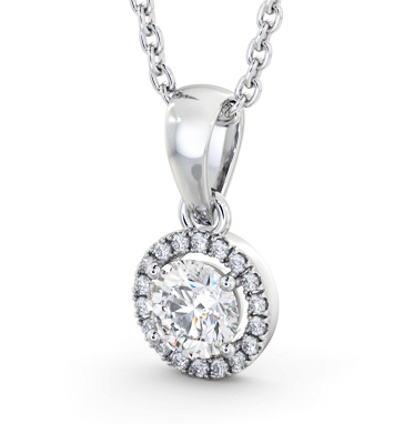 Halo Round Diamond Pendant 9K White Gold PNT166_WG_THUMB1