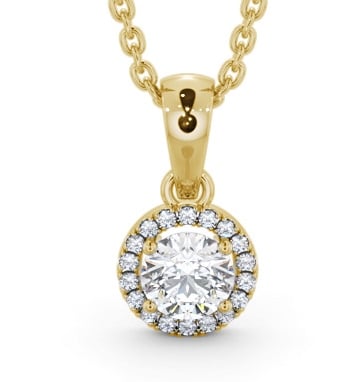  Halo Round Diamond Pendant 18K Yellow Gold - Noble PNT166_YG_THUMB2 