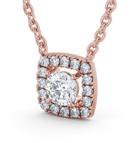 Round Diamond with a Cushion Shape Halo Pendant 18K Rose Gold PNT168_RG_THUMB1 