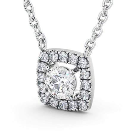 Round Diamond with a Cushion Shape Halo Pendant 9K White Gold PNT168_WG_THUMB1