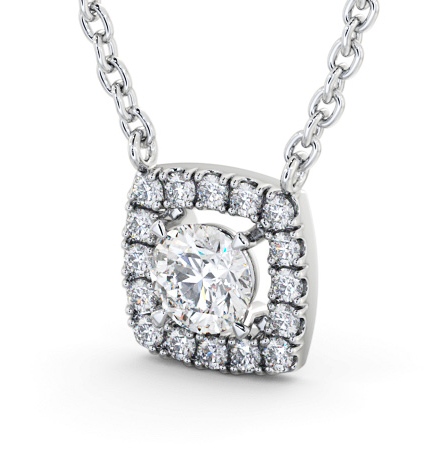 Round Diamond with a Cushion Shape Halo Pendant 18K White Gold PNT168_WG_THUMB1 