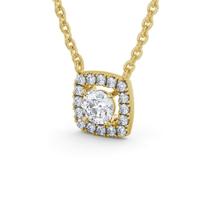 Halo Round Diamond Pendant 9K Yellow Gold - Kamran PNT168_YG_SIDE