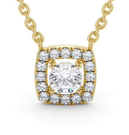  Halo Round Diamond Pendant 9K Yellow Gold - Kamran PNT168_YG_THUMB2 