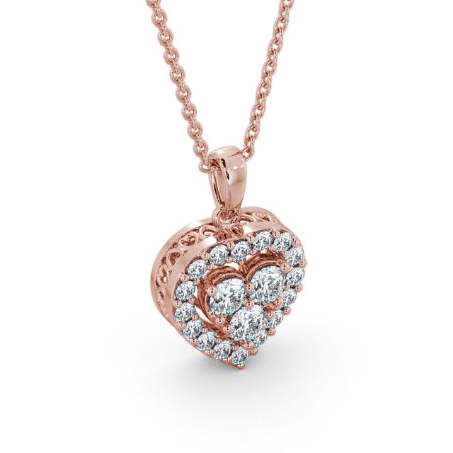 Halo Round Diamond Heart Pendant 18K Rose Gold - Tulla PNT16_RG_FLAT