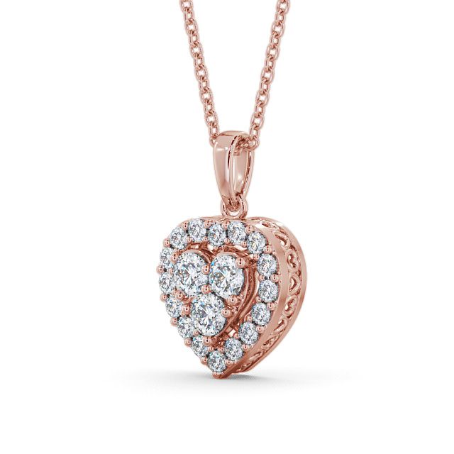 Halo Round Diamond Heart Pendant 9K Rose Gold - Tulla PNT16_RG_SIDE