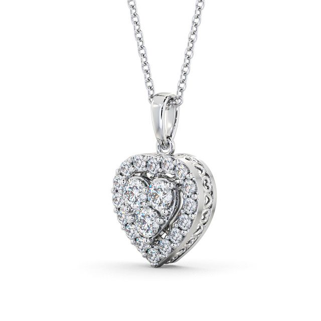 Halo Round Diamond Heart Pendant 9K White Gold - Tulla PNT16_WG_SIDE