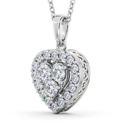 Halo Round Diamond Heart Pendant 18K White Gold - Tulla PNT16_WG_THUMB1