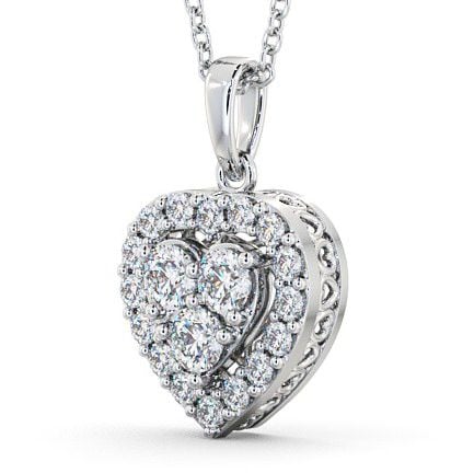 Halo Round Diamond Heart Design Pendant 9K White Gold PNT16_WG_THUMB1