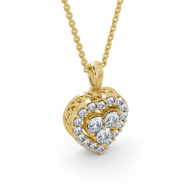 Halo Round Diamond Heart Pendant 9K Yellow Gold - Tulla PNT16_YG_FLAT