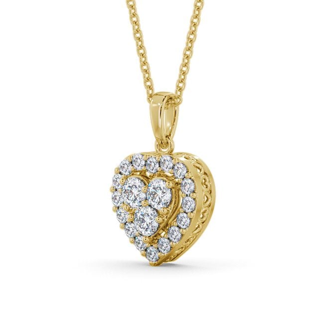 Halo Round Diamond Heart Pendant 18K Yellow Gold - Tulla PNT16_YG_SIDE