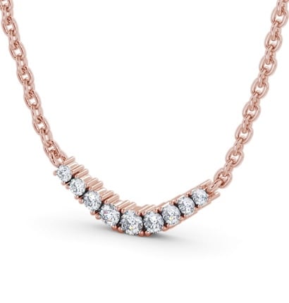 Bar Style Nine Diamond Curved Pendant 9K Rose Gold PNT170_RG_THUMB1 