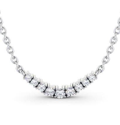 Bar Style Nine Diamond Curved Pendant 18K White Gold PNT170_WG_THUMB2 